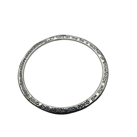 Silver Inspirational Bangle Bracelet Embossed Message Lord Let Me Be A Teacher - Picture 6 of 8
